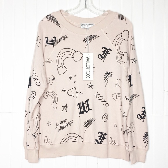 Wildfox light Pink Doodles Print Sweatshirt - Picture 2 of 7